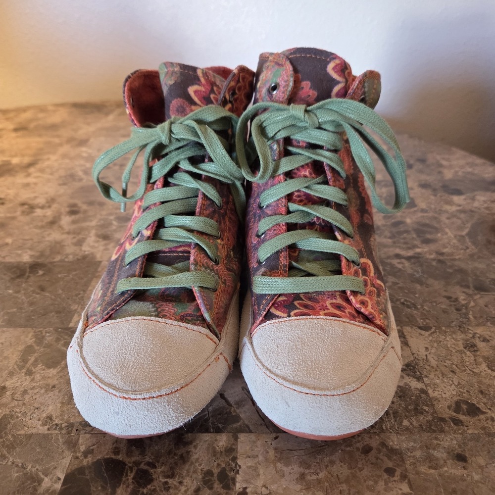 Desigual Colorful High Top Sneakers lace up EU38 US7.5 Boho Artsy Floral Print - Picture 4 of 14